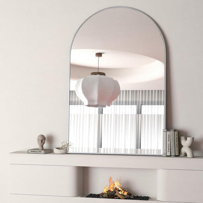 32" X 24" Black Aluminum Arch Framed Bathroom Vanity Mirror HomeRoots
