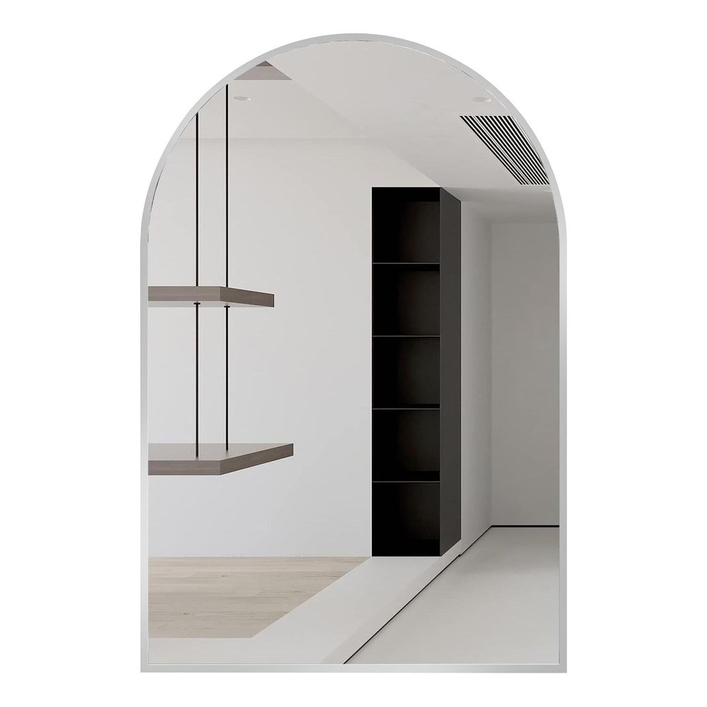 32" X 24" Black Aluminum Arch Framed Bathroom Vanity Mirror — view 12