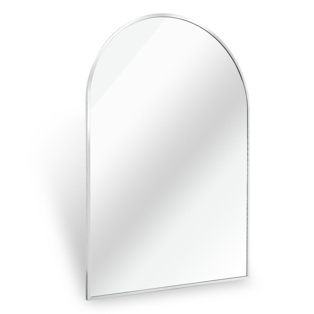 32" X 24" Black Aluminum Arch Framed Bathroom Vanity Mirror HomeRoots