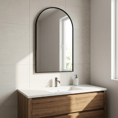 36" X 24" Black Aluminum Arch Framed Bathroom Vanity Mirror HomeRoots