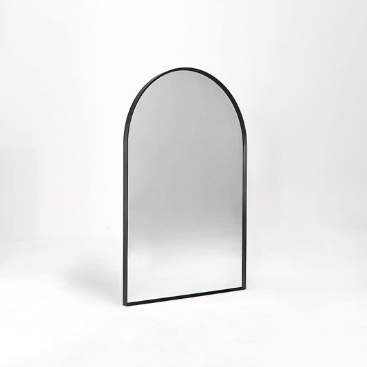 36" X 24" Black Aluminum Arch Framed Bathroom Vanity Mirror
