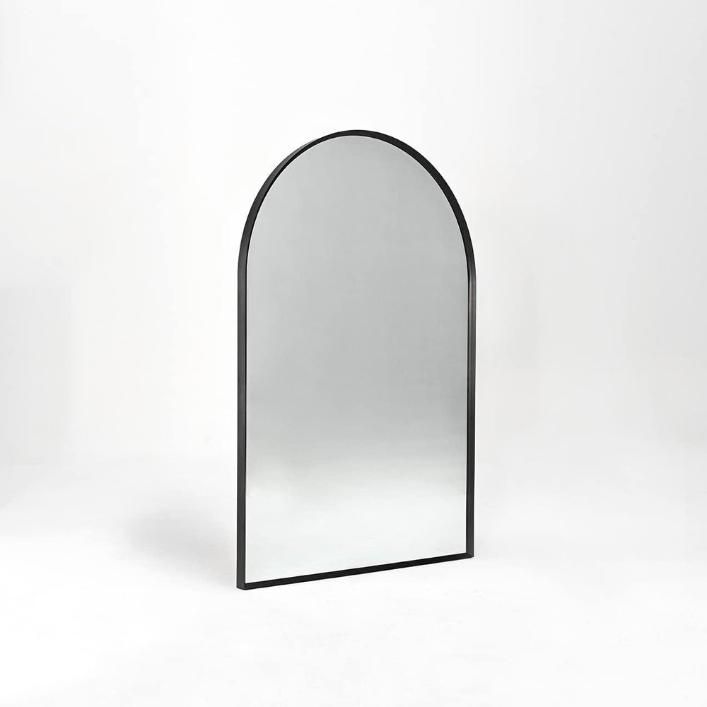 36" X 24" Black Aluminum Arch Framed Bathroom Vanity Mirror HomeRoots