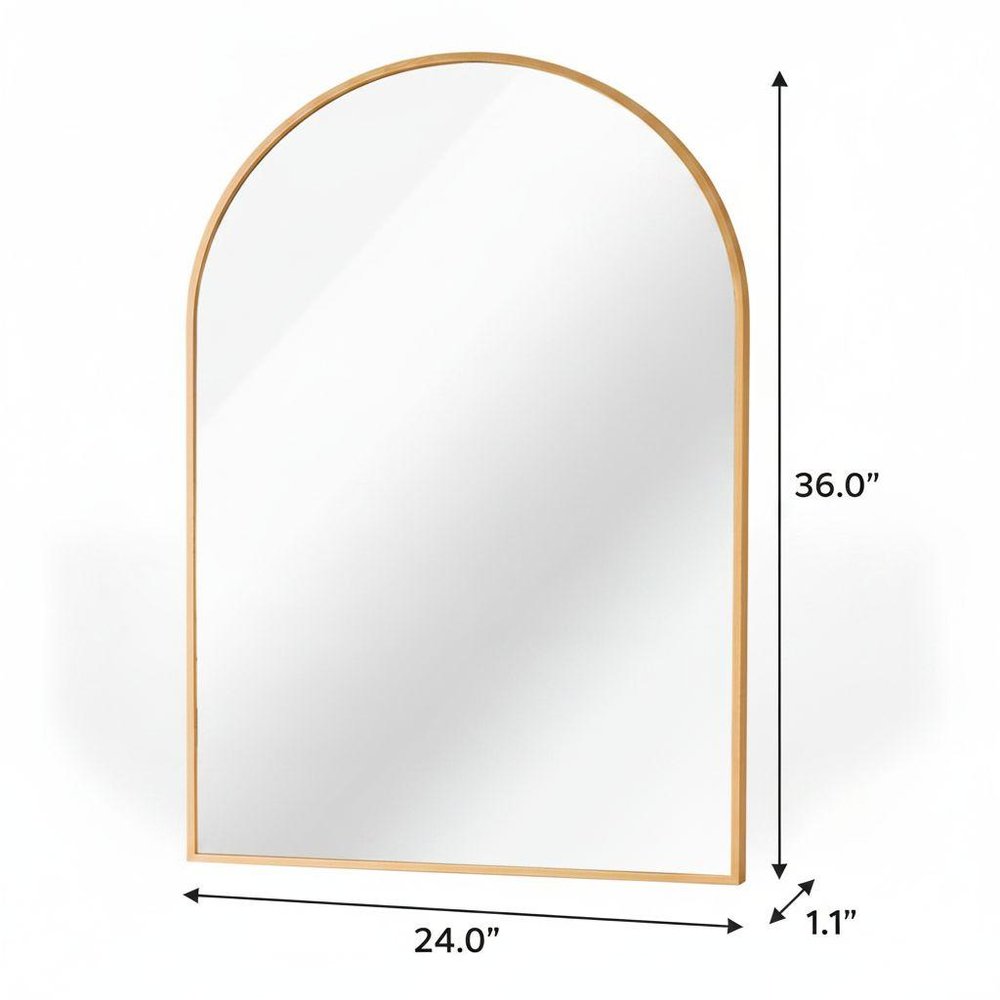 36" X 24" Black Aluminum Arch Framed Bathroom Vanity Mirror