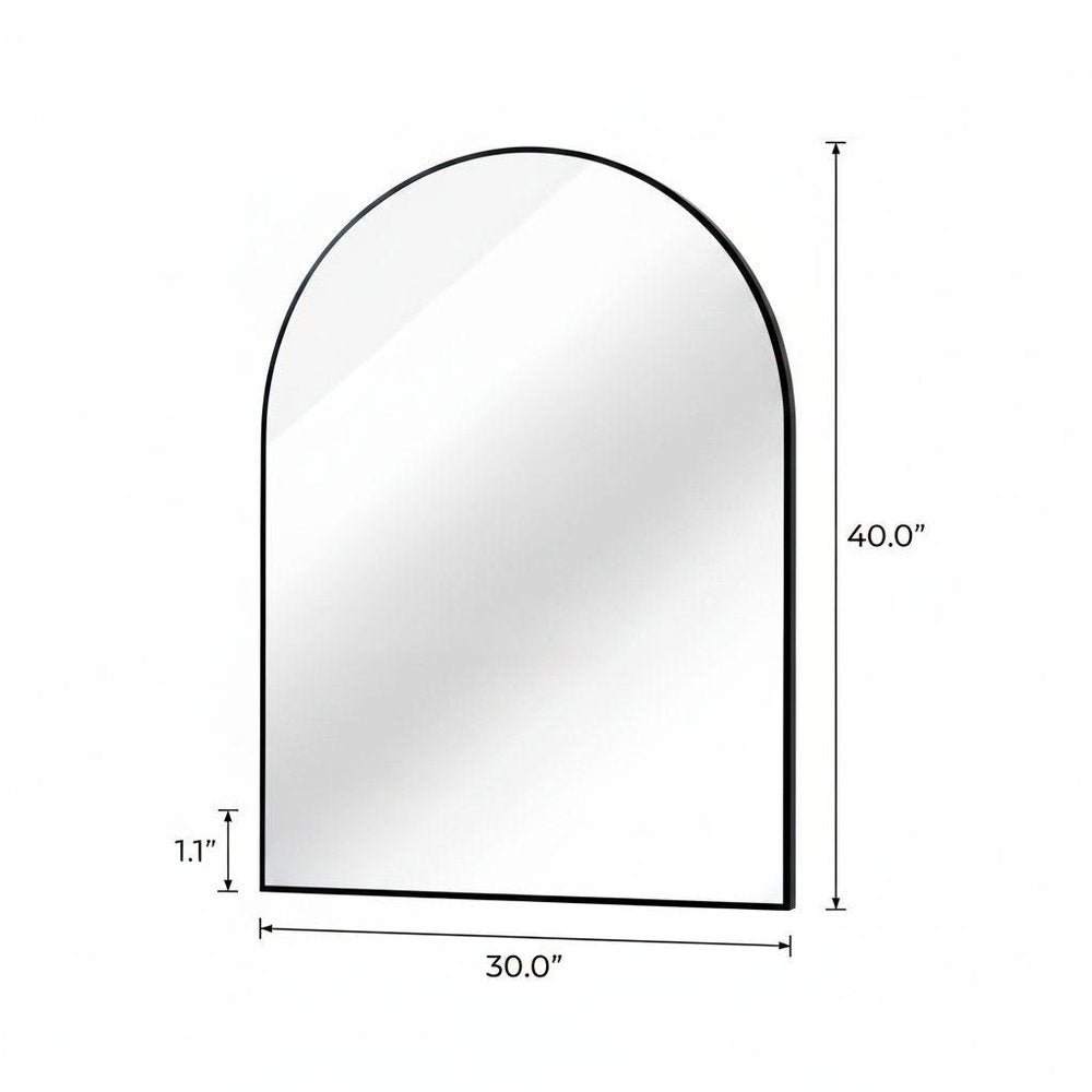 40" X 30" Black Aluminum Arch Framed Bathroom Vanity Mirror — view 6