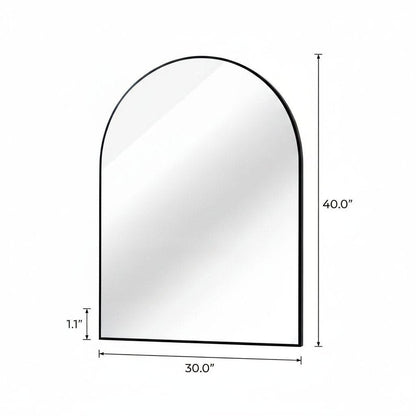 40" X 30" Black Aluminum Arch Framed Bathroom Vanity Mirror HomeRoots