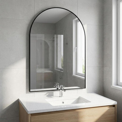 40" X 30" Black Aluminum Arch Framed Bathroom Vanity Mirror HomeRoots