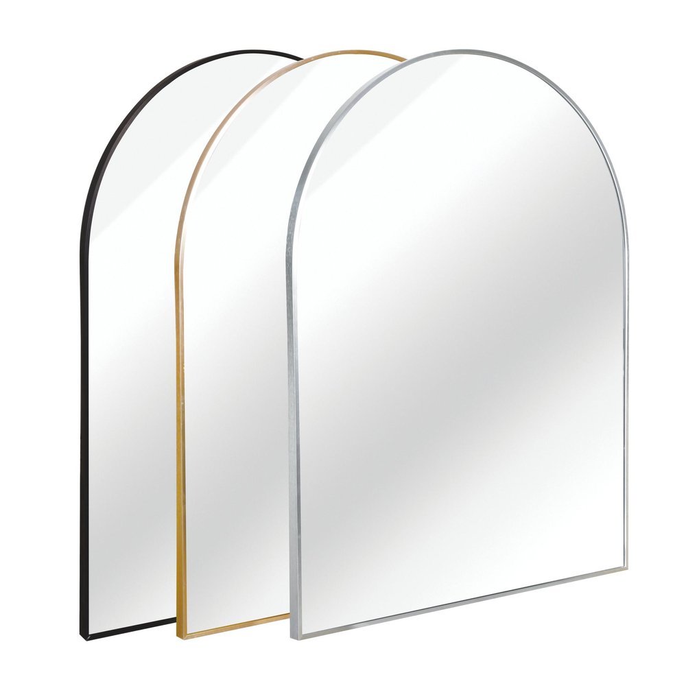 40" X 30" Black Aluminum Arch Framed Bathroom Vanity Mirror HomeRoots