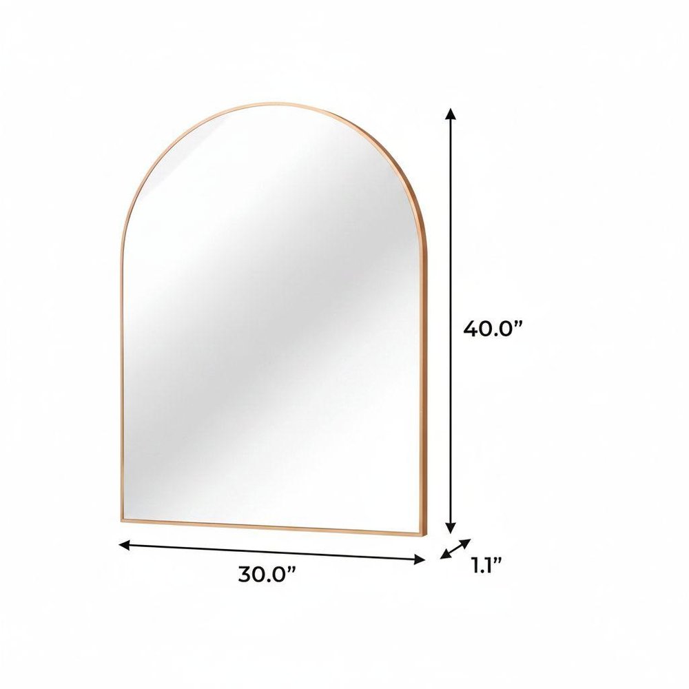40" X 30" Black Aluminum Arch Framed Bathroom Vanity Mirror HomeRoots