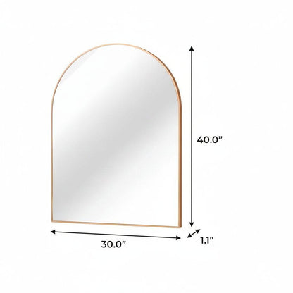 40" X 30" Black Aluminum Arch Framed Bathroom Vanity Mirror HomeRoots