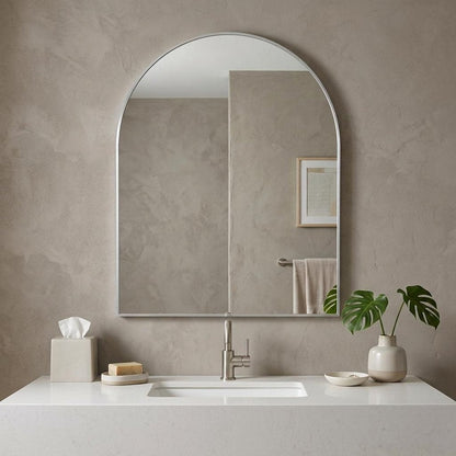 40" X 30" Black Aluminum Arch Framed Bathroom Vanity Mirror HomeRoots