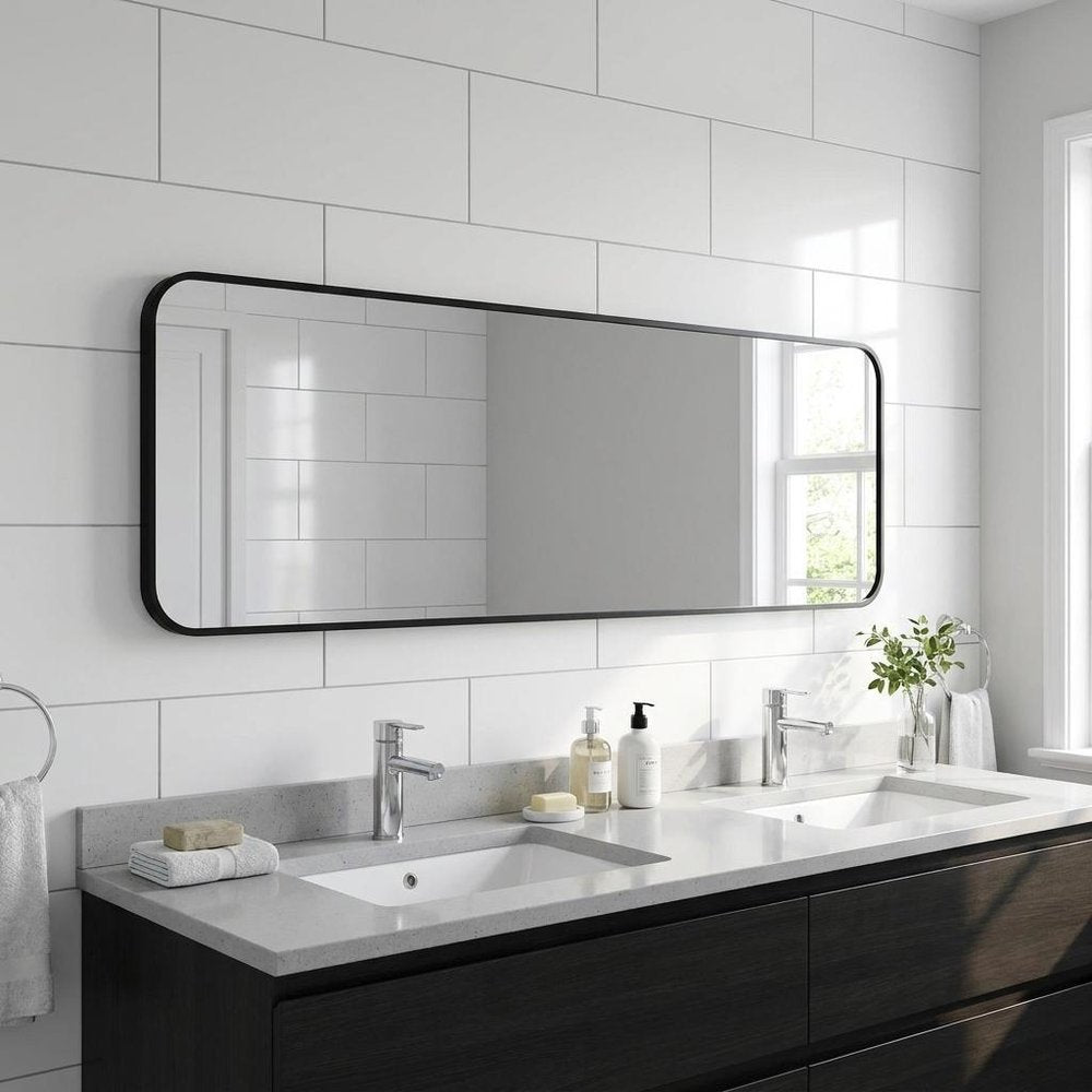 47" X 14" Black Aluminum Wall Mounted And Over The Door Framed Full Length Hanging Mirror HomeRoots