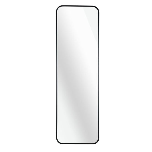 47" X 14" Black Aluminum Wall Mounted And Over The Door Framed Full Length Hanging Mirror