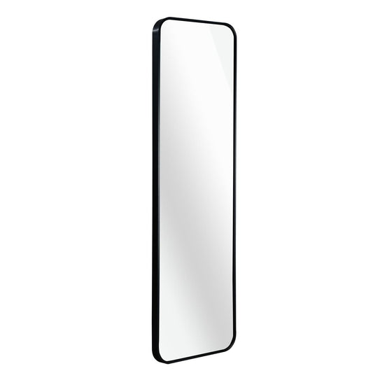 47" X 14" Black Aluminum Wall Mounted And Over The Door Framed Full Length Hanging Mirror
