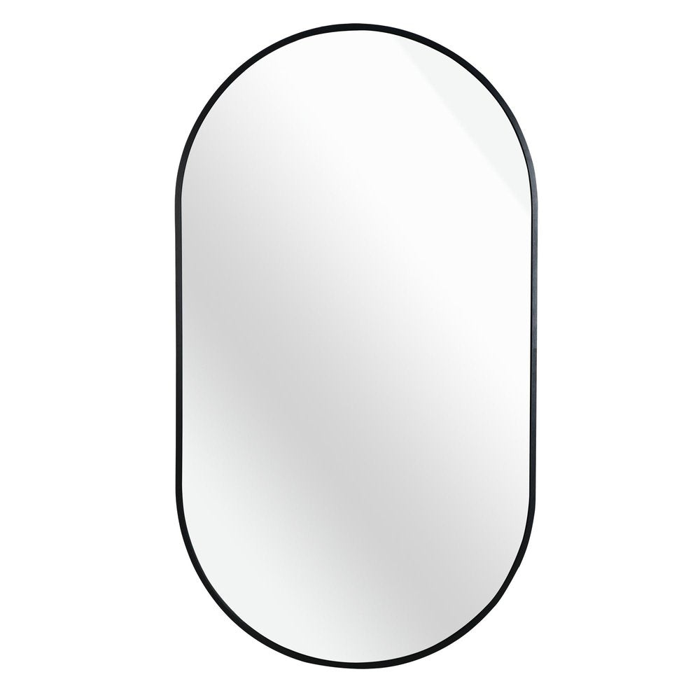 33" X 20" Black Aluminum Oval Framed Accent Mirror HomeRoots