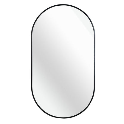 33" X 20" Black Aluminum Oval Framed Accent Mirror HomeRoots