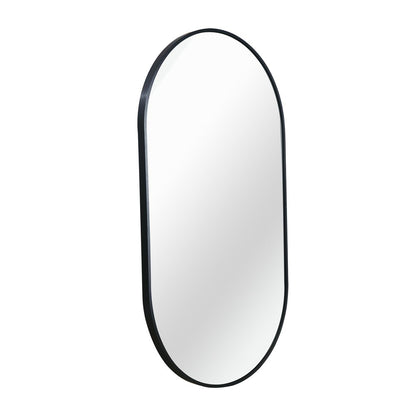 33" X 20" Black Aluminum Oval Framed Accent Mirror HomeRoots