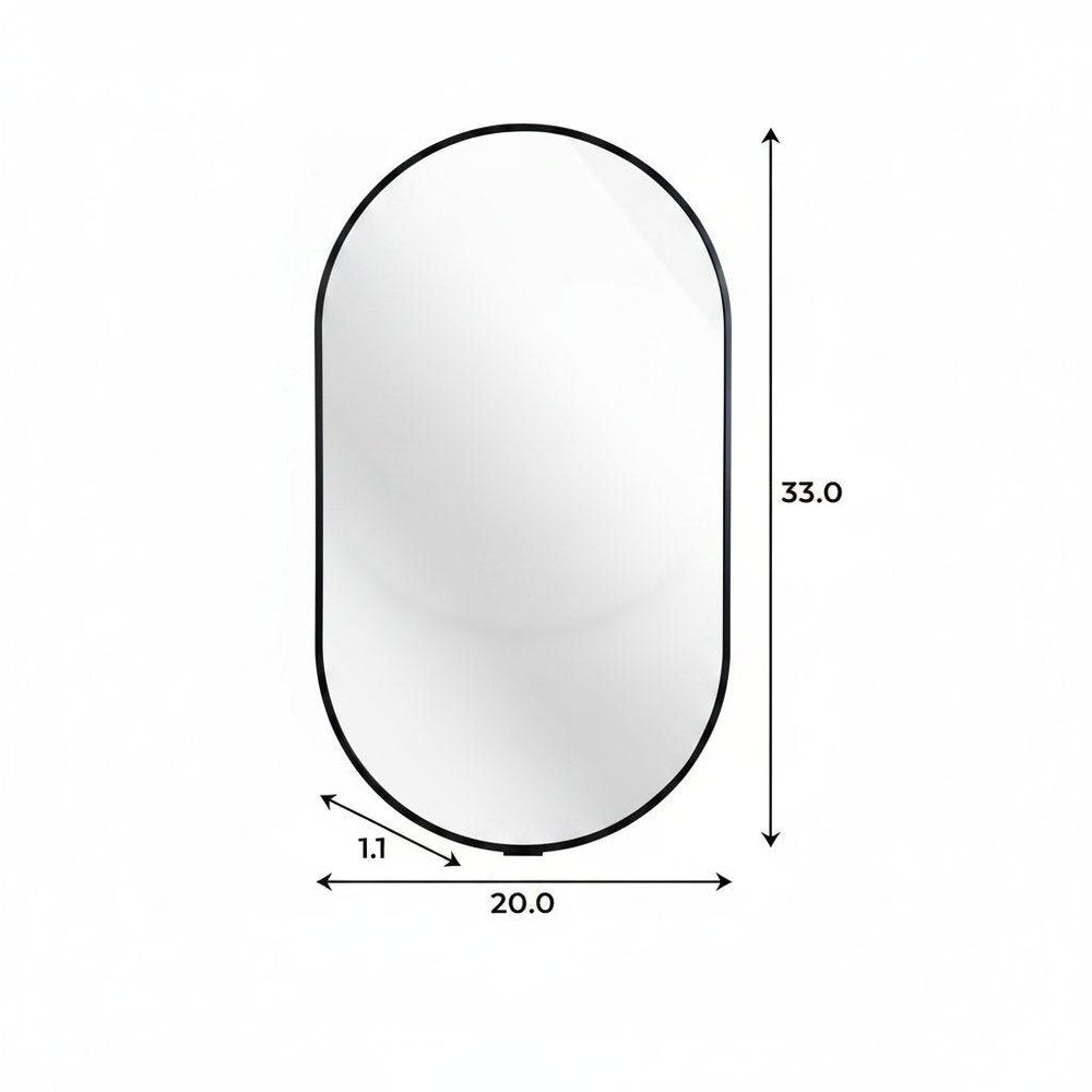 33" X 20" Black Aluminum Oval Framed Accent Mirror HomeRoots