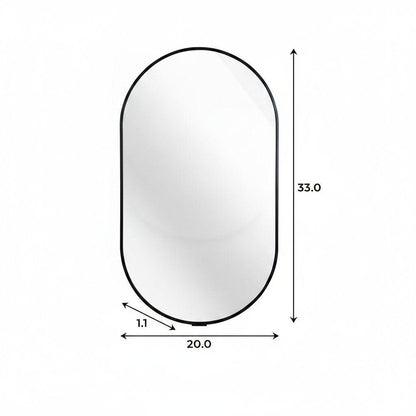 33" X 20" Black Aluminum Oval Framed Accent Mirror HomeRoots