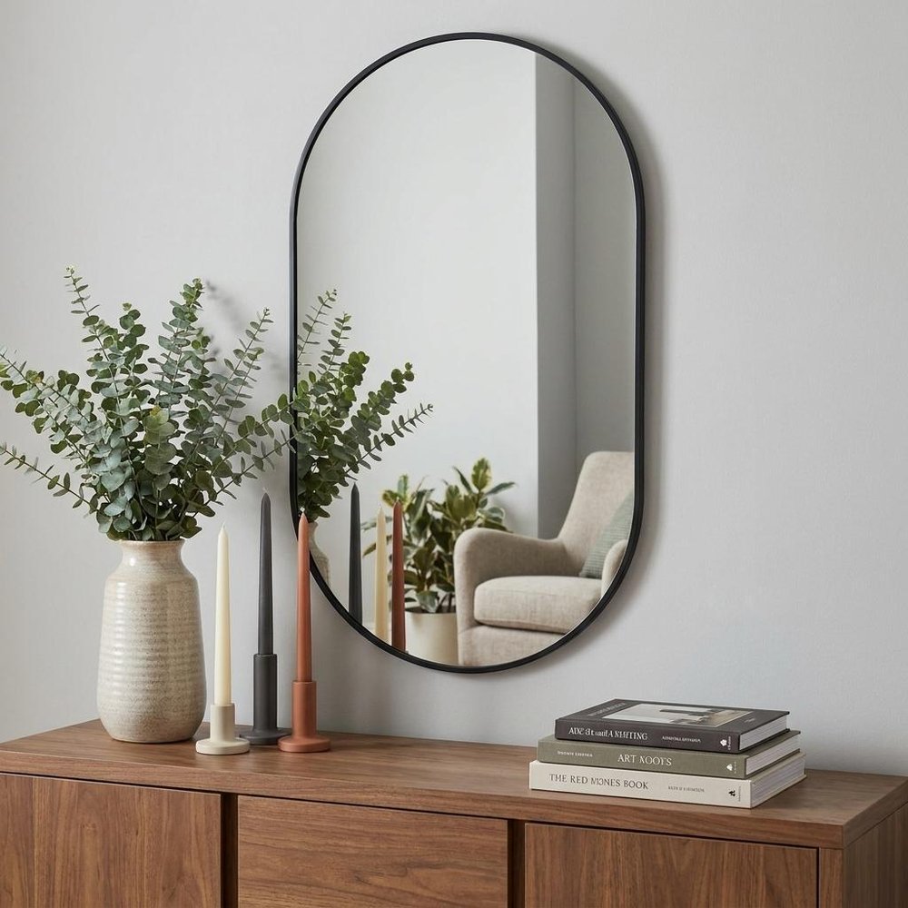 33" X 20" Black Aluminum Oval Framed Accent Mirror — view 5