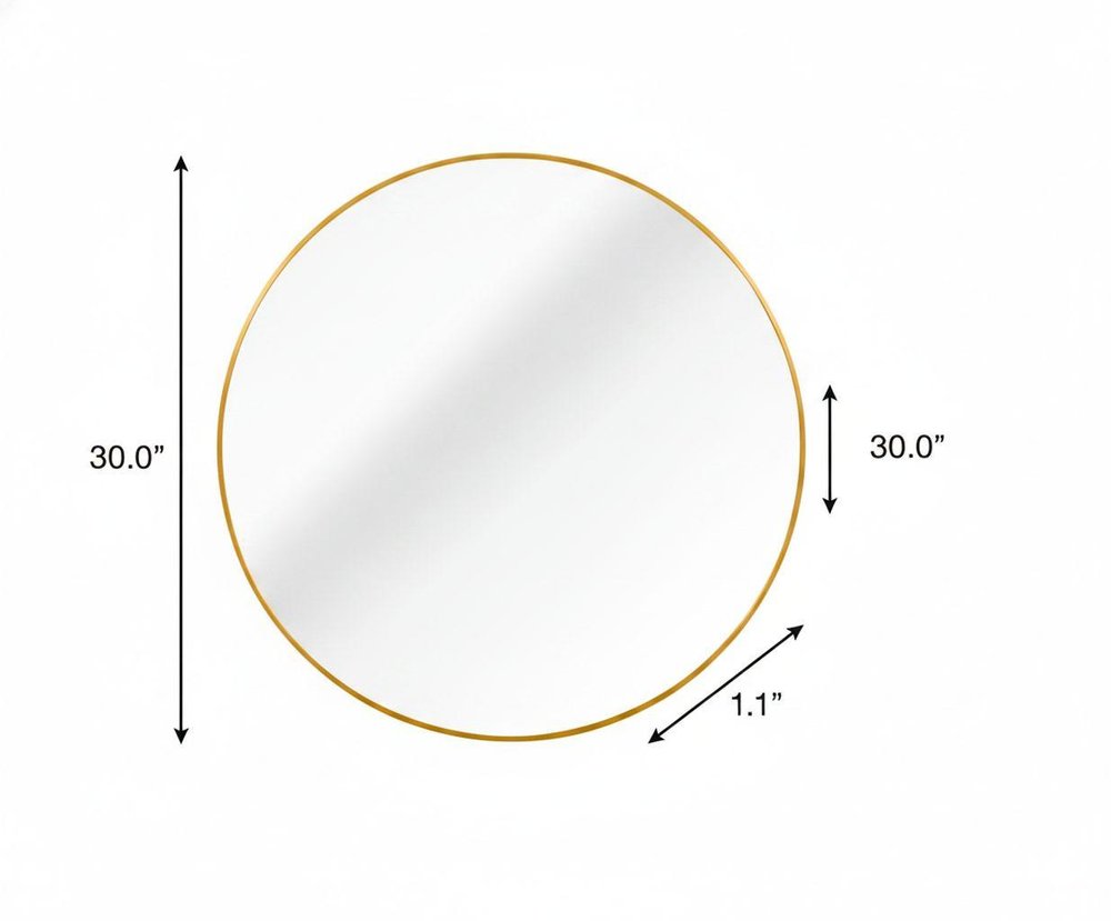 30" Black Aluminum Round Framed Bathroom Vanity Mirror — view 11