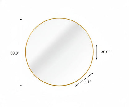 30" Black Aluminum Round Framed Bathroom Vanity Mirror HomeRoots