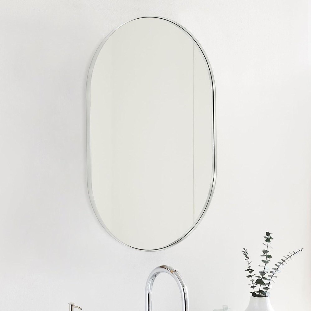 33" X 20" Black Aluminum Oval Framed Accent Mirror HomeRoots