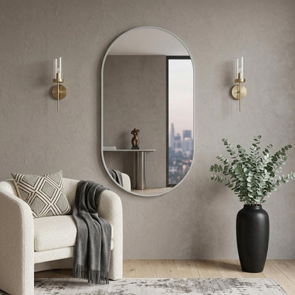 33" X 20" Black Aluminum Oval Framed Accent Mirror HomeRoots