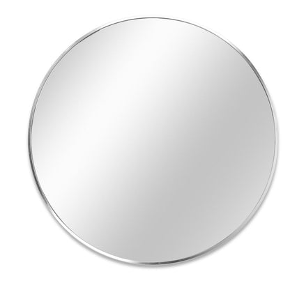 39" X 39" Silver Aluminum Round Framed Bathroom Vanity Mirror HomeRoots