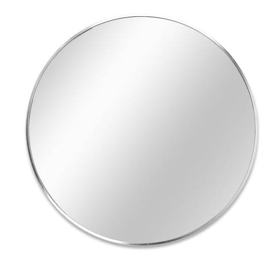 39" X 39" Silver Aluminum Round Framed Bathroom Vanity Mirror