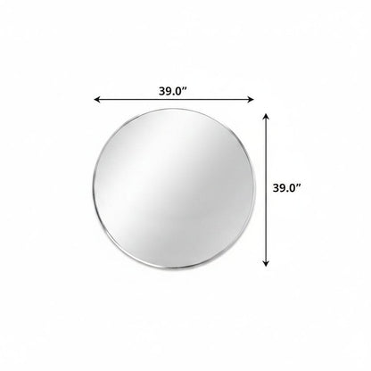 39" X 39" Silver Aluminum Round Framed Bathroom Vanity Mirror HomeRoots