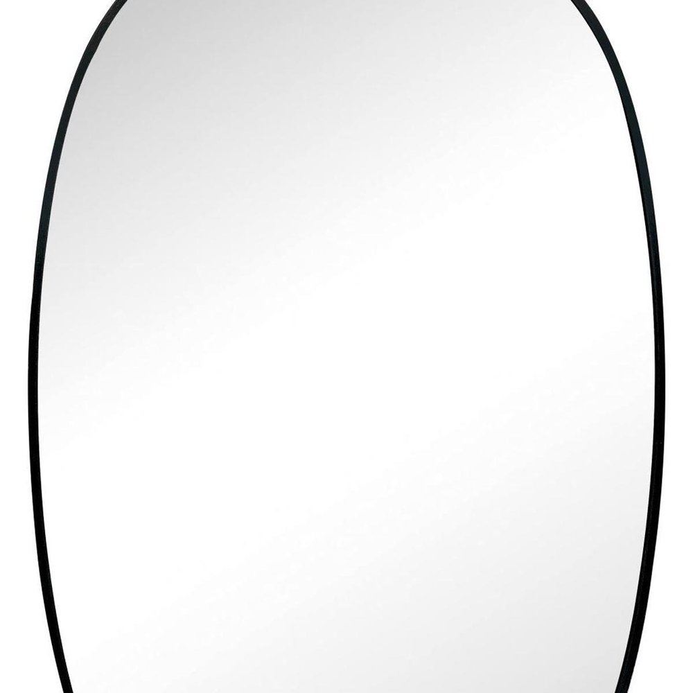 30" Black Aluminum Oval Framed Bathroom Vanity Mirror — view 4