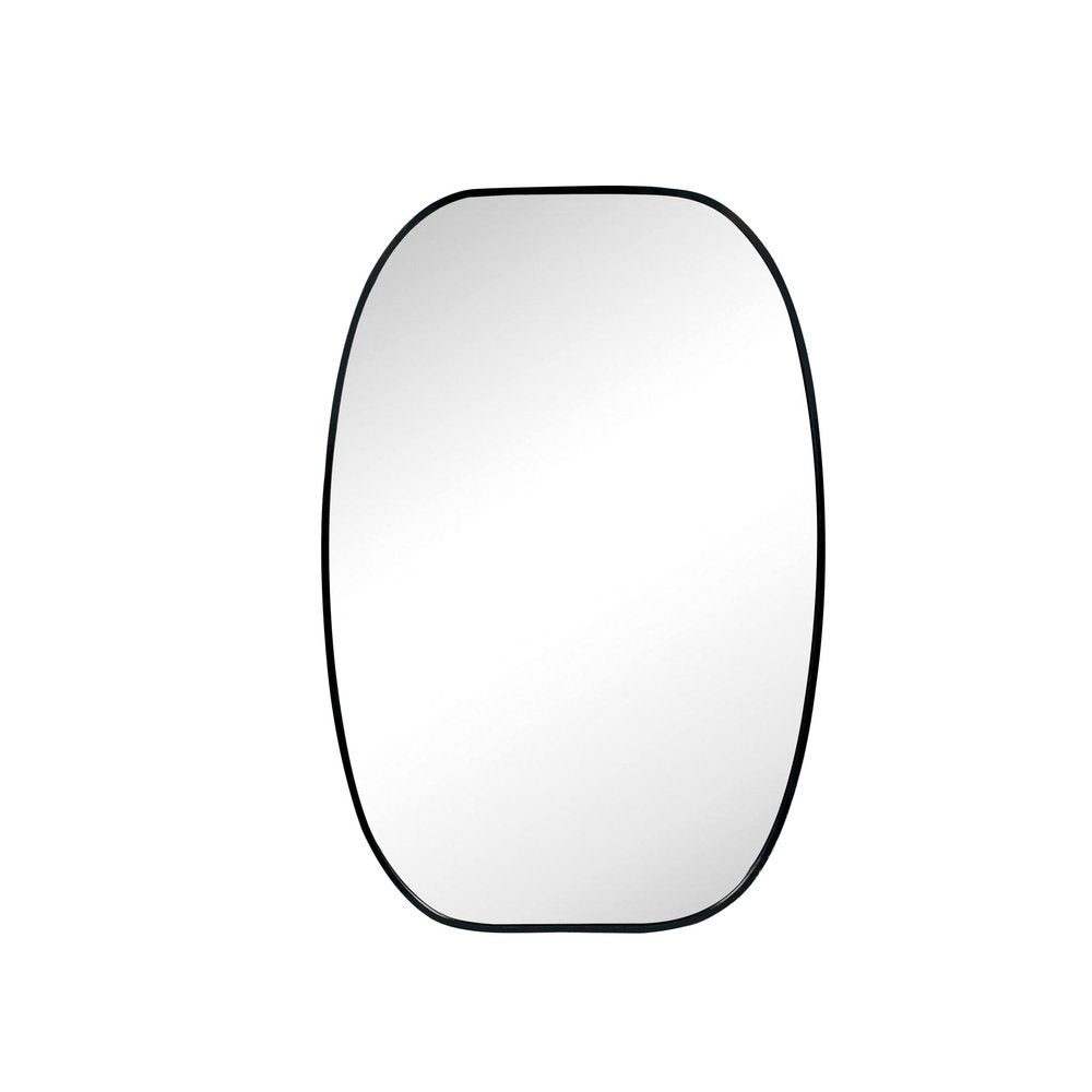 30" Black Aluminum Oval Framed Bathroom Vanity Mirror — view 1