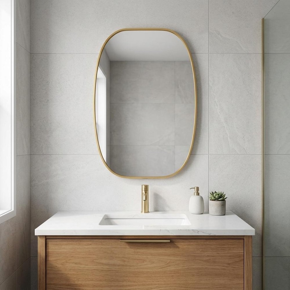 30" Black Aluminum Oval Framed Bathroom Vanity Mirror HomeRoots