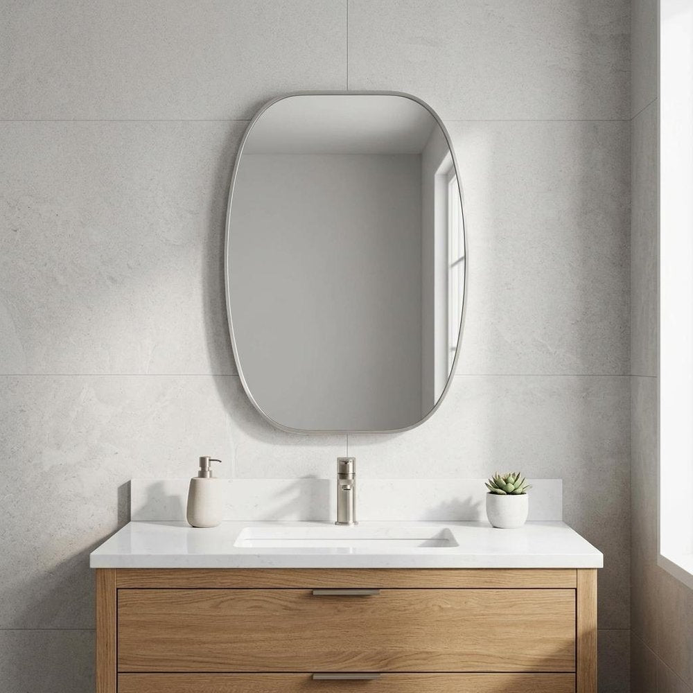 30" Black Aluminum Oval Framed Bathroom Vanity Mirror HomeRoots
