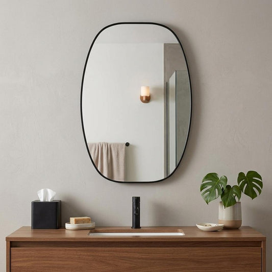 36" X 24" Black Aluminum Oval Framed Bathroom Vanity Mirror