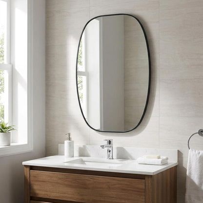 36" X 24" Gold Aluminum Oval Framed Bathroom Vanity Mirror HomeRoots