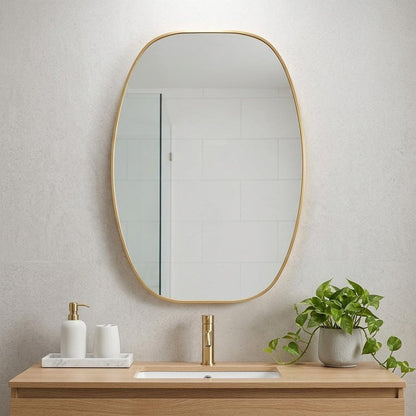 36" X 24" Gold Aluminum Oval Framed Bathroom Vanity Mirror HomeRoots