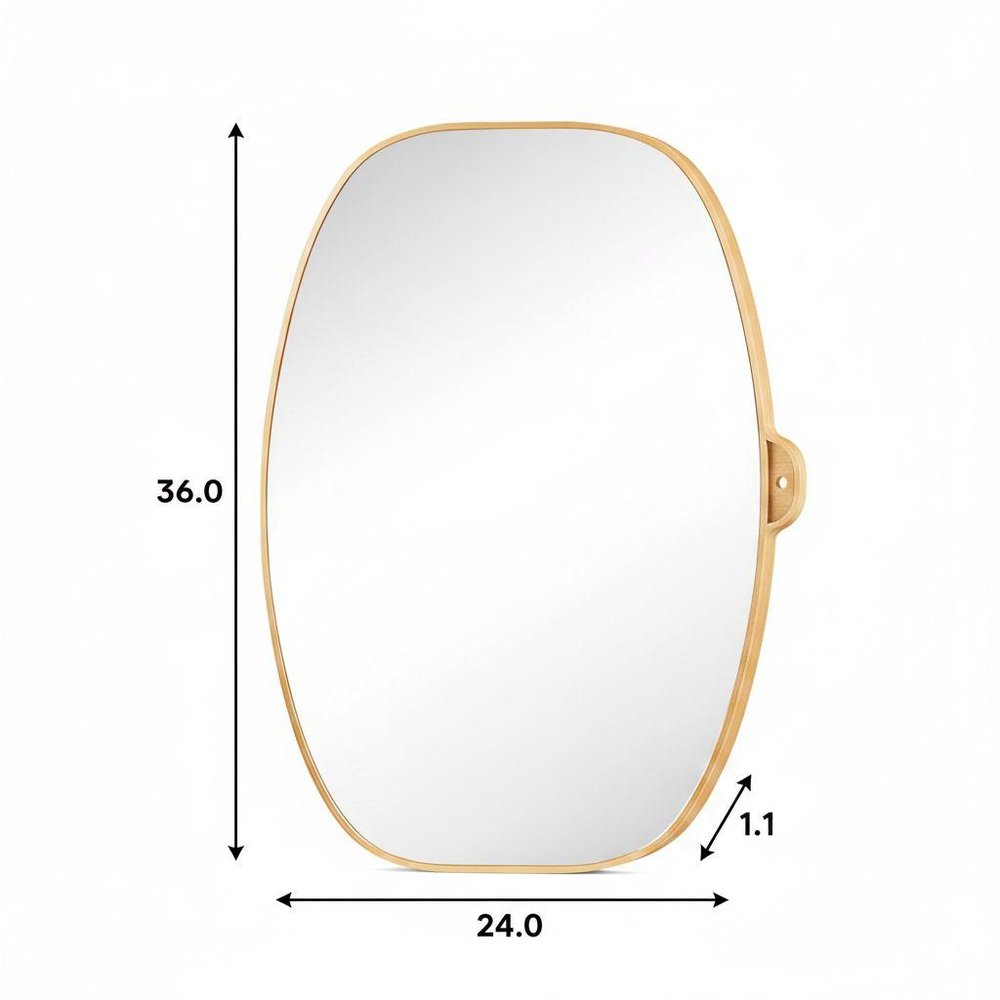 36" X 24" Gold Aluminum Oval Framed Bathroom Vanity Mirror — view 9