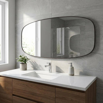 48" X 30" Black Aluminum Oval Framed Bathroom Vanity Mirror HomeRoots