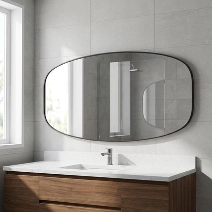 48" X 30" Black Aluminum Oval Framed Bathroom Vanity Mirror HomeRoots
