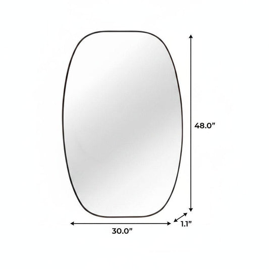48" X 30" Black Aluminum Oval Framed Bathroom Vanity Mirror