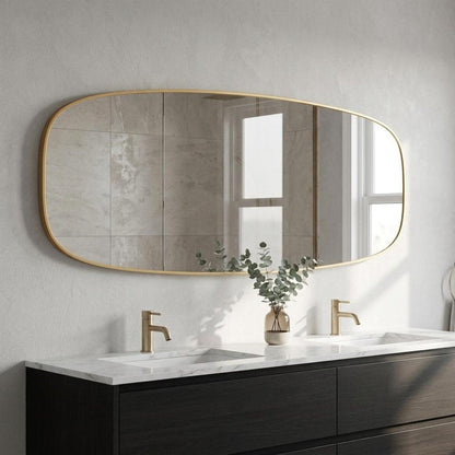 48" X 30" Black Aluminum Oval Framed Bathroom Vanity Mirror HomeRoots