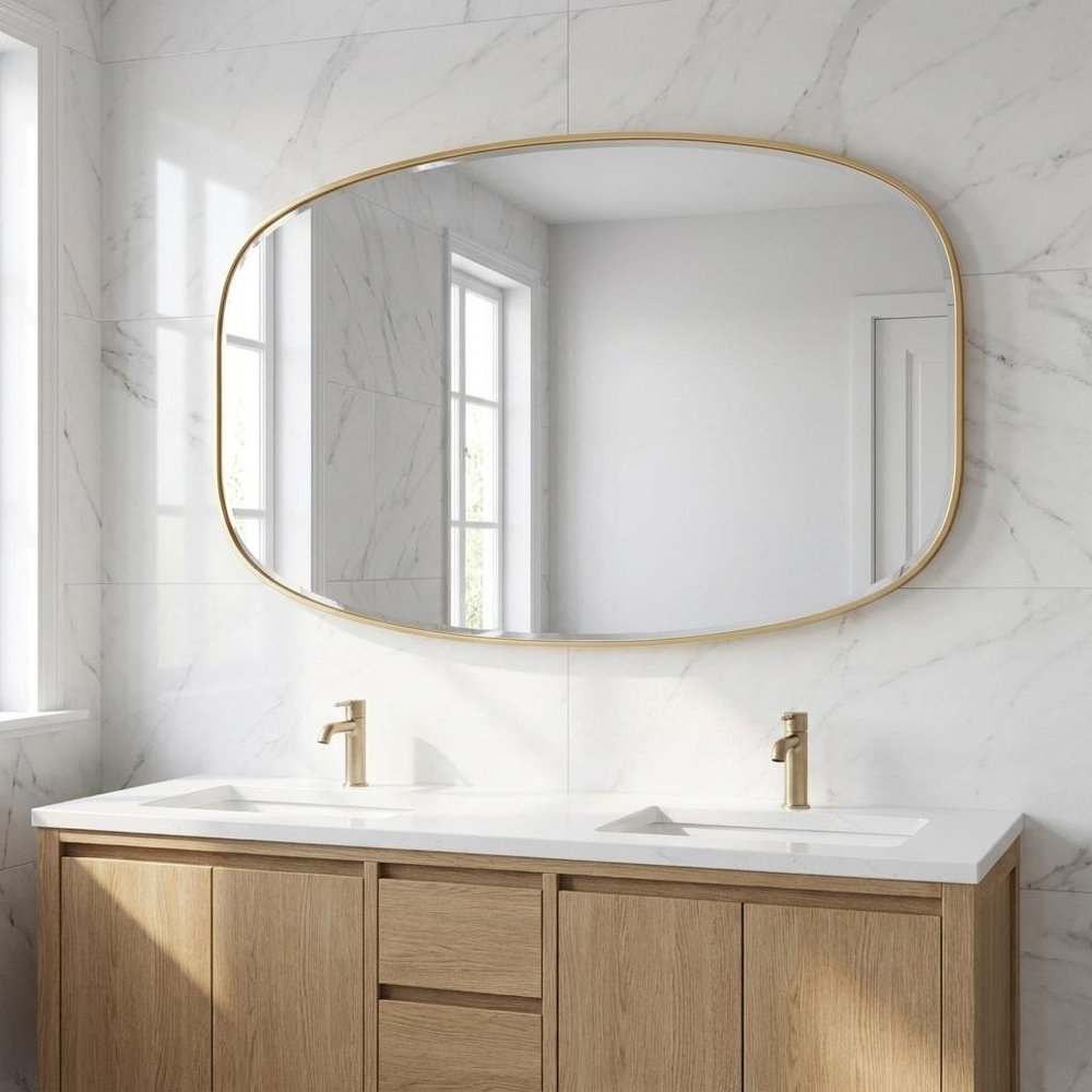48" X 30" Black Aluminum Oval Framed Bathroom Vanity Mirror — view 13
