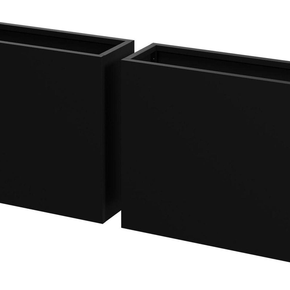 Set of Two Black Metal Rectangular Pot Planter — view 5