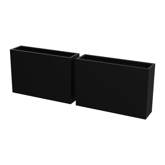 Set of Two Black Metal Rectangular Pot Planter