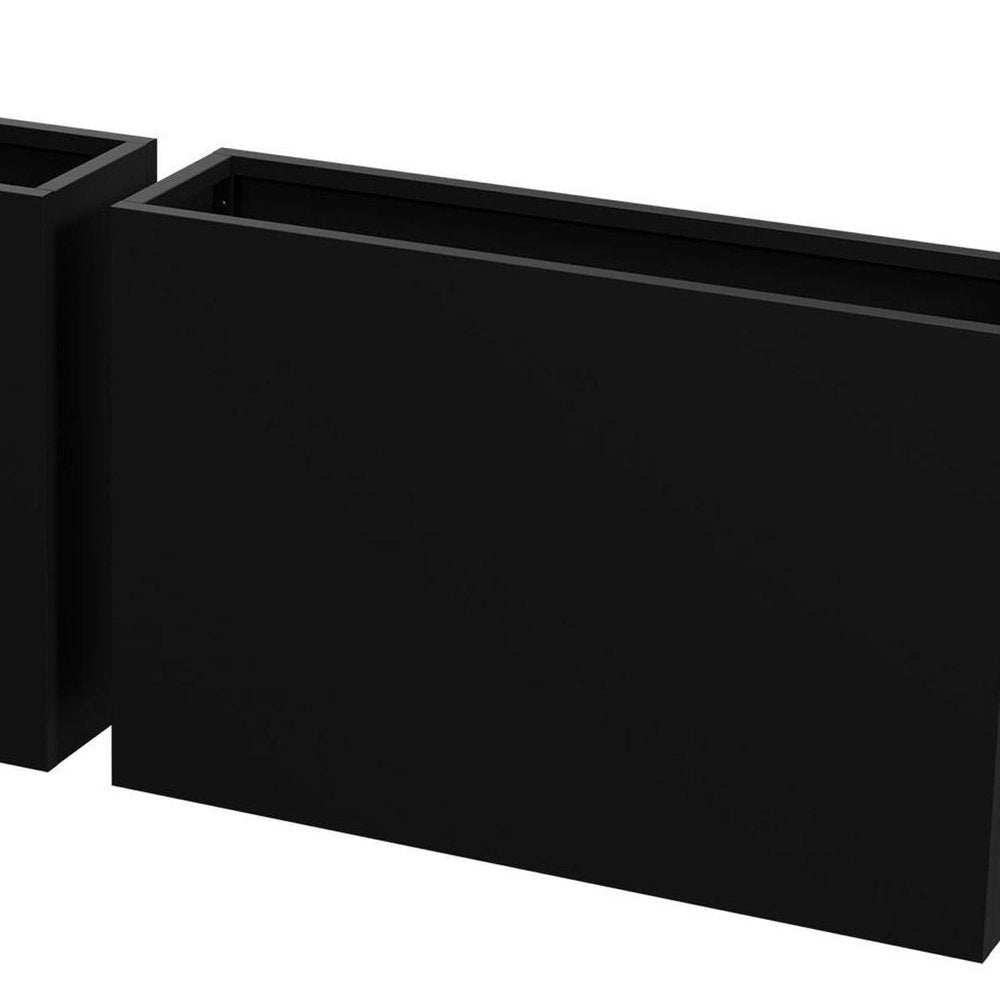 Set of Two Black Metal Rectangular Pot Planter — view 3