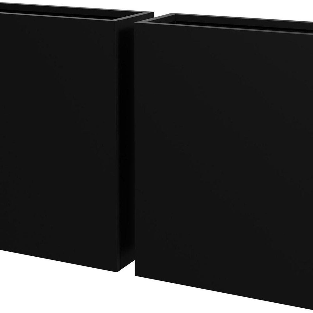 Set of Two Black Metal Rectangular Pot Planter — view 5