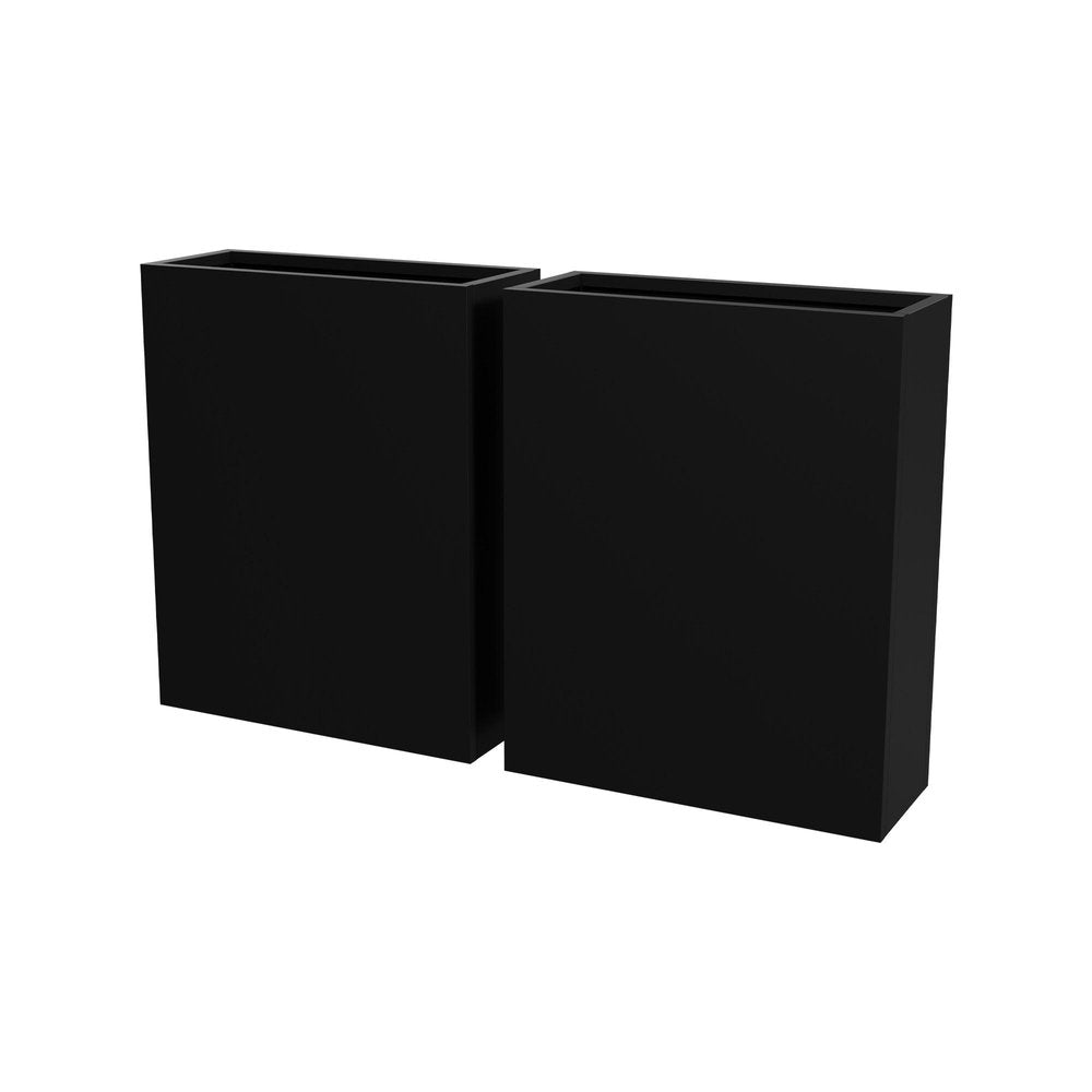 Set of Two Black Metal Rectangular Pot Planter — view 2
