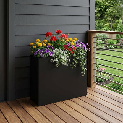 24" X 30" Black Metal Rectangular Pot Planter HomeRoots