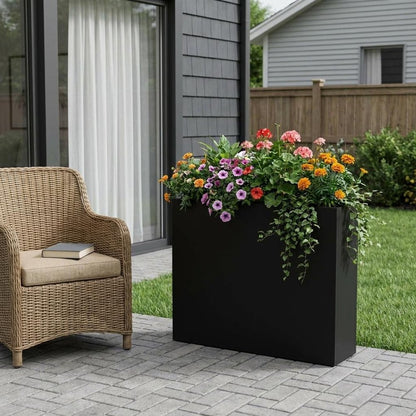 30" X 36" Black Metal Rectangular Pot Planter HomeRoots